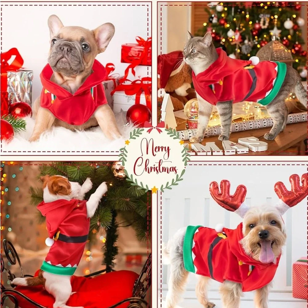 LED light-up Dog/Cat Santa Christmas Costume -Medium